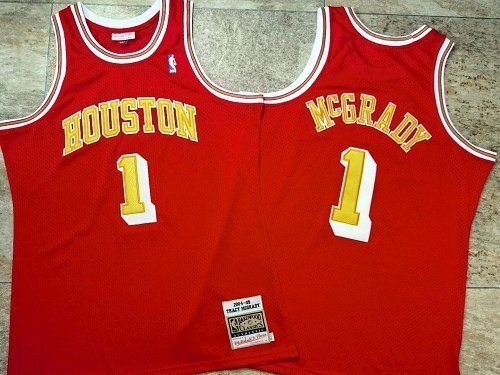 2004-2005 M&N Rockets Mcgrady #1 Red Retro Top Quality Dense Embroidery NBA Jersey