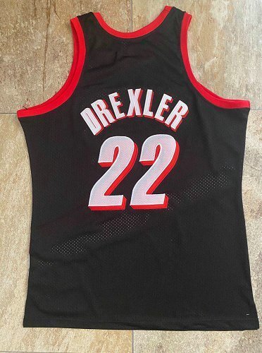1991-1992 M&N Trail Blazers Drexler #22 Black Retro Top Quality Dense Embroidery NBA Jersey
