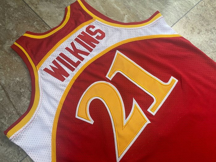 1986-1987 M&N Hawks Wilkins #21 Retro Top Quality Dense Embroidery NBA Jersey
