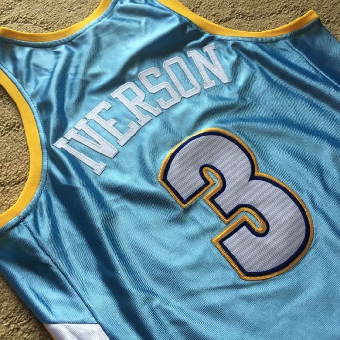 2006-2007 M&N Nuggets Iverson #3 Blue Retro Top Quality Dense Embroidery NBA Jersey