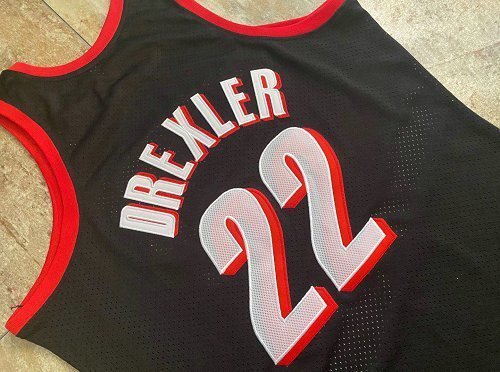 1991-1992 M&N Trail Blazers Drexler #22 Black Retro Top Quality Dense Embroidery NBA Jersey