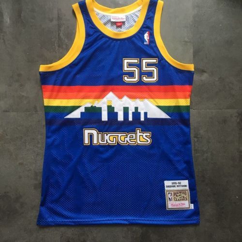 1991-1992 M&N Nuggets Mutombo #55 Retro Top Quality Dense Embroidery NBA Jersey