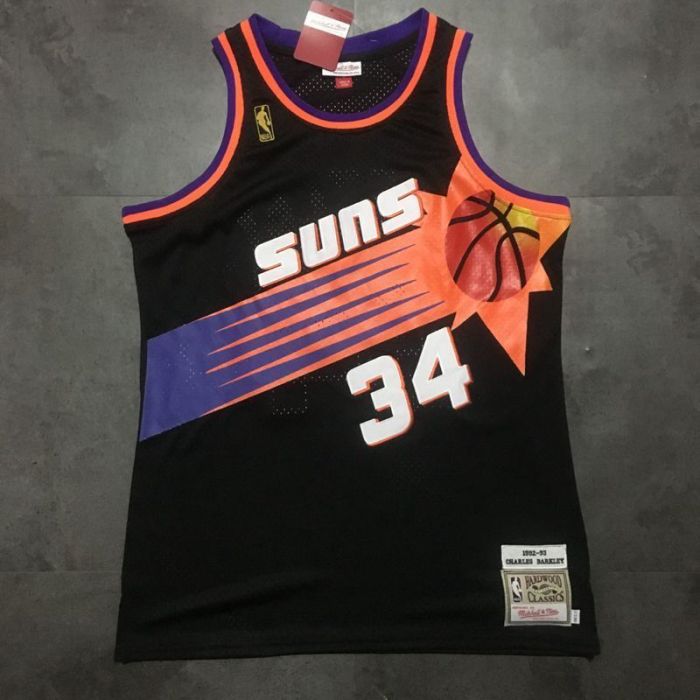 1992-1993 M&N Suns Barkley #34 Black Retro Top Quality Dense Embroidery NBA Jersey