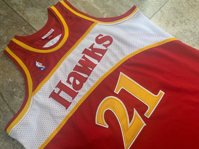 1986-1987 M&N Hawks Wilkins #21 Retro Top Quality Dense Embroidery NBA Jersey