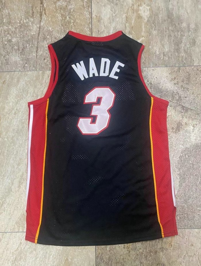 2012-2013 M&N Heat Wade #3 Black Retro Top Quality Dense Embroidery NBA Jersey