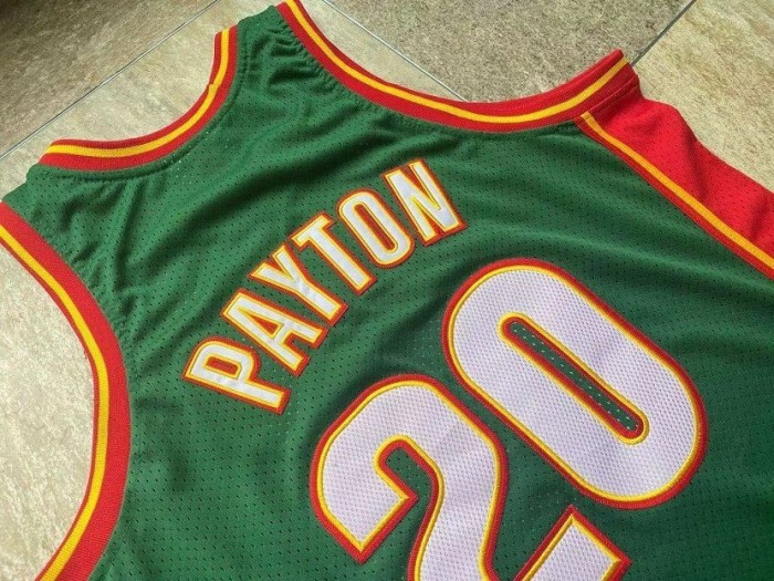 1995-1996 M&N Supersonics Peyton #20 Retro Top Quality Dense Embroidery NBA Jersey