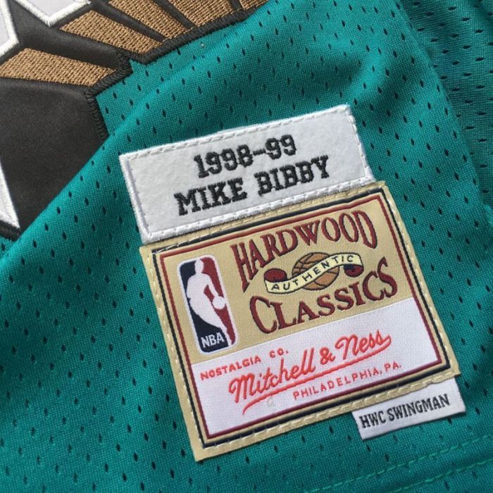 1998-1999 M&N The Grizzlies Bibby #10 Green Retro Top Quality Dense Embroidery NBA Jersey