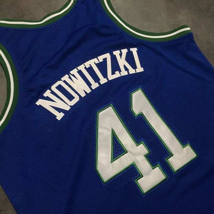 1998-1999 M&N Dallas Nowitzki #41 Retro Top Quality Dense Embroidery NBA Jersey