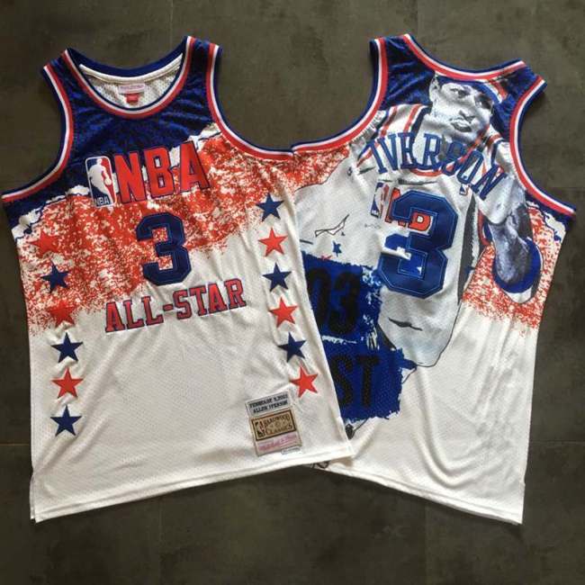 2003 M&N All Stars Iverson #3 Retro Top Quality Dense Embroidery NBA Jersey