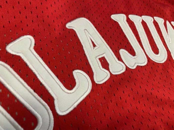 1993-1994 M&N Rockets Olajuwon #34 Red Retro Top Quality Dense Embroidery NBA Jersey