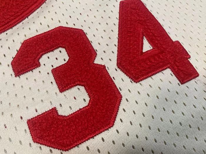 M&N Rockets Olajuwon #34 White Retro Top Quality Dense Embroidery NBA Jersey