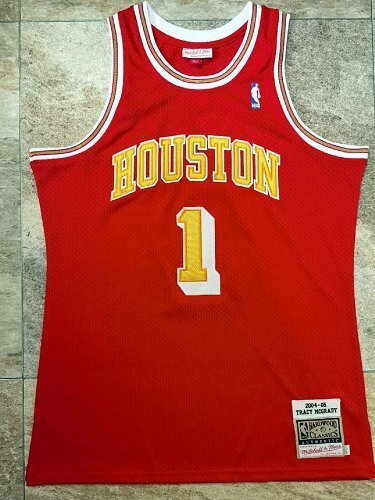 2004-2005 M&N Rockets Mcgrady #1 Red Retro Top Quality Dense Embroidery NBA Jersey