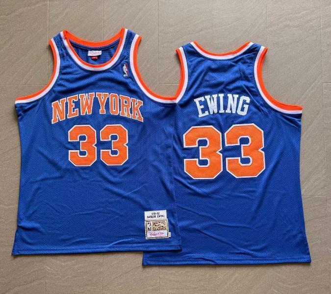 1991-1992 M&N The Knicks Ewing #33 Retro Top Quality Dense Embroidery NBA Jersey