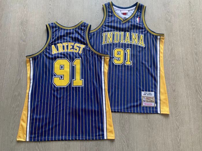 2003-2004 M&N Pacers Artest #91 Retro Top Quality Dense Embroidery NBA Jersey