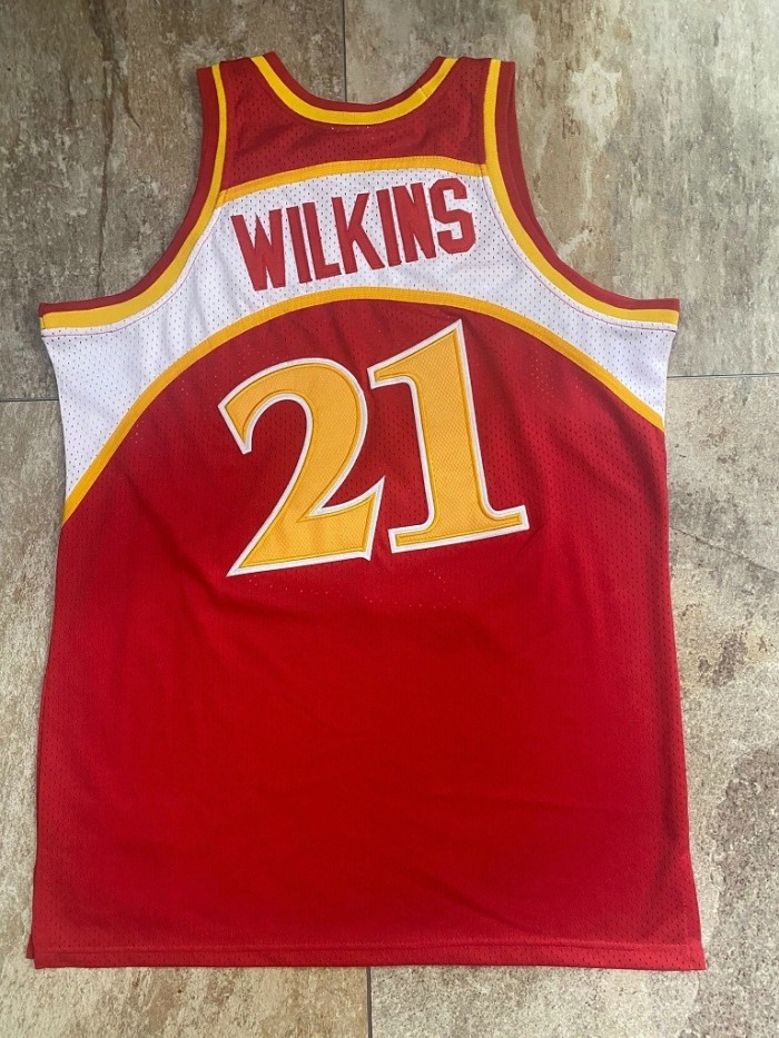 1986-1987 M&N Hawks Wilkins #21 Retro Top Quality Dense Embroidery NBA Jersey