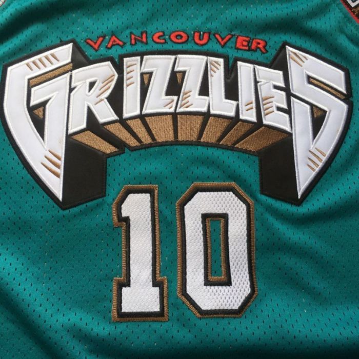 1998-1999 M&N The Grizzlies Bibby #10 Green Retro Top Quality Dense Embroidery NBA Jersey