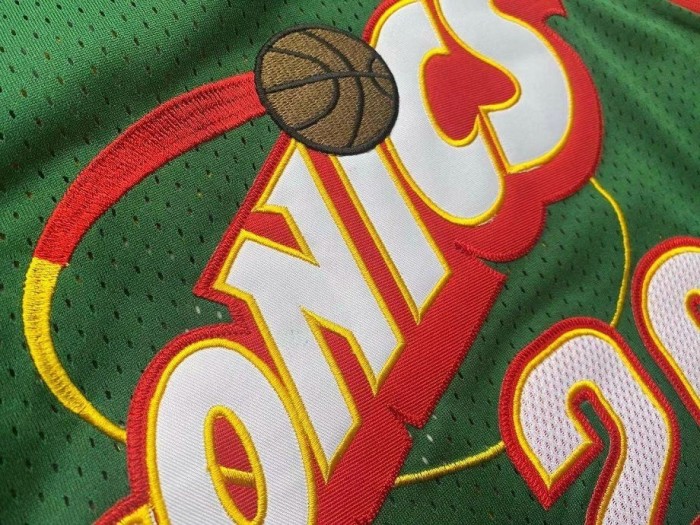 1995-1996 M&N Supersonics Peyton #20 Retro Top Quality Dense Embroidery NBA Jersey