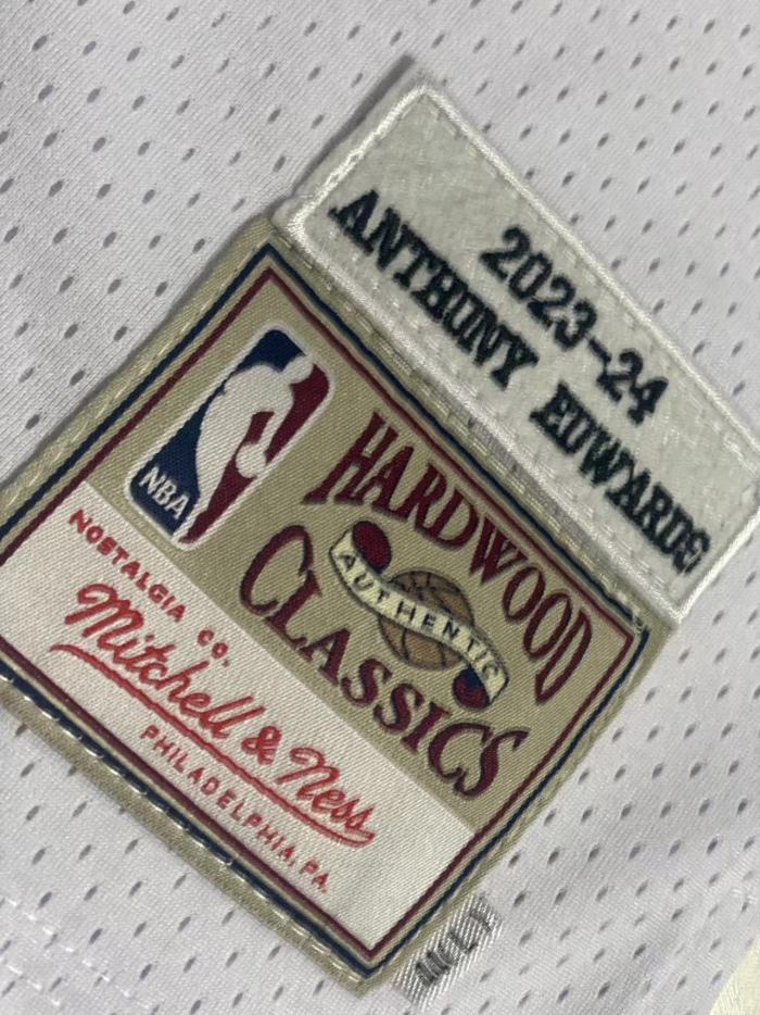 2023-2024 M&N Wolves Edwards #5 Retro Top Quality Dense Embroidery NBA Jersey