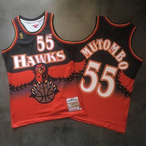 1996-1997 M&N Hawks Mutombo #55 Retro Top Quality Dense Embroidery NBA Jersey