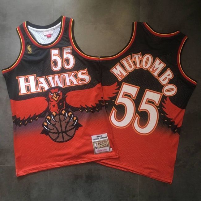 1996-1997 M&N Hawks Mutombo #55 Retro Top Quality Dense Embroidery NBA Jersey