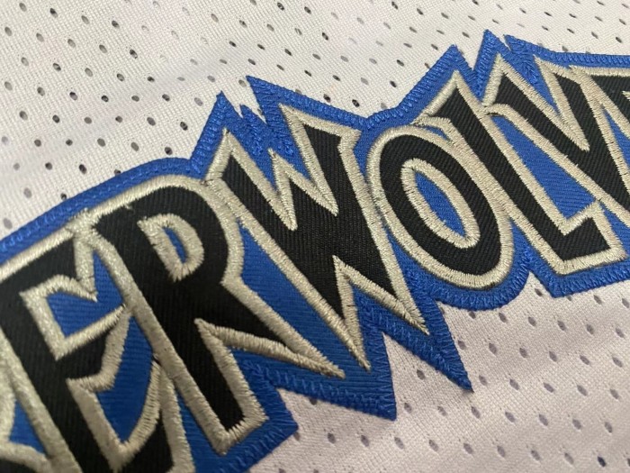 1998-1999 M&N Wolves Garnett #21 Retro Top Quality Dense Embroidery NBA Jersey