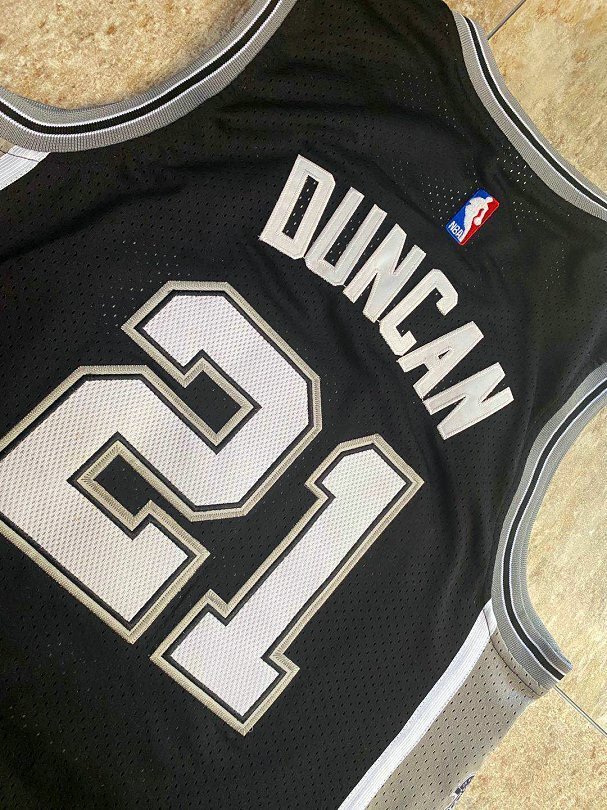 Spurs Duncan #21 Black Retro Commemorative Edition Top Quality Dense Embroidery NBA Jersey