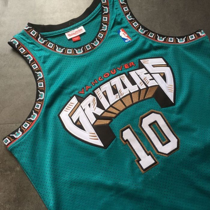 1998-1999 M&N The Grizzlies Bibby #10 Green Retro Top Quality Dense Embroidery NBA Jersey