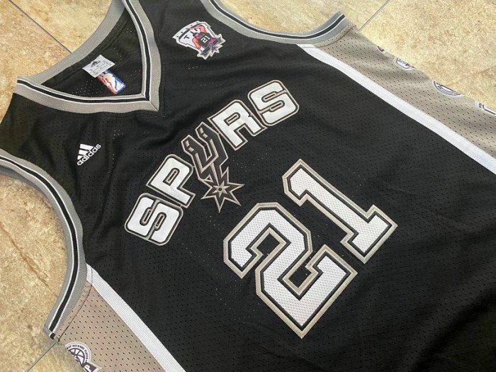 Spurs Duncan #21 Black Retro Commemorative Edition Top Quality Dense Embroidery NBA Jersey