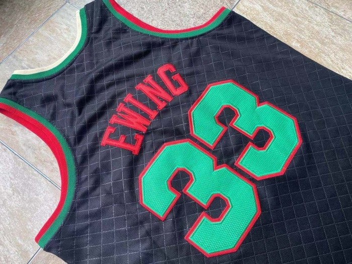 1991-1992 M&N The Knicks Ewing #33 Black Retro Top Quality Dense Embroidery NBA Jersey
