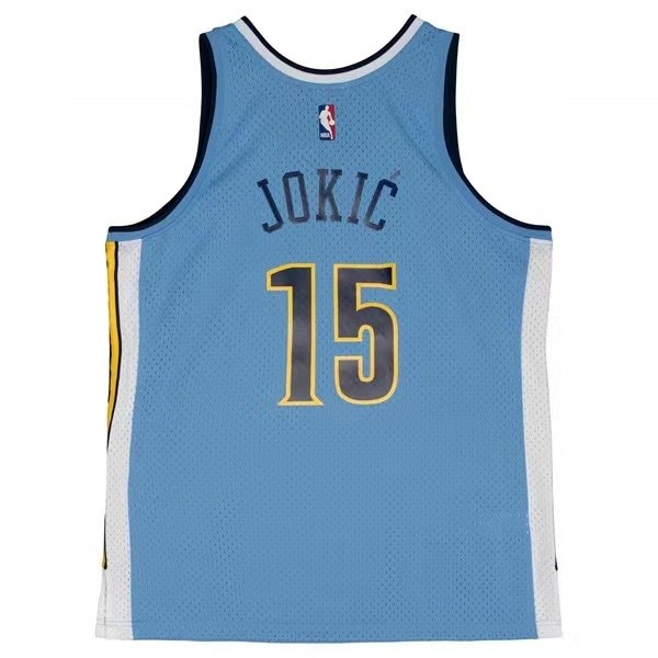 2016-2017 M&N Nuggets Jokic #15 Blue Retro Top Quality Dense Embroidery NBA Jersey