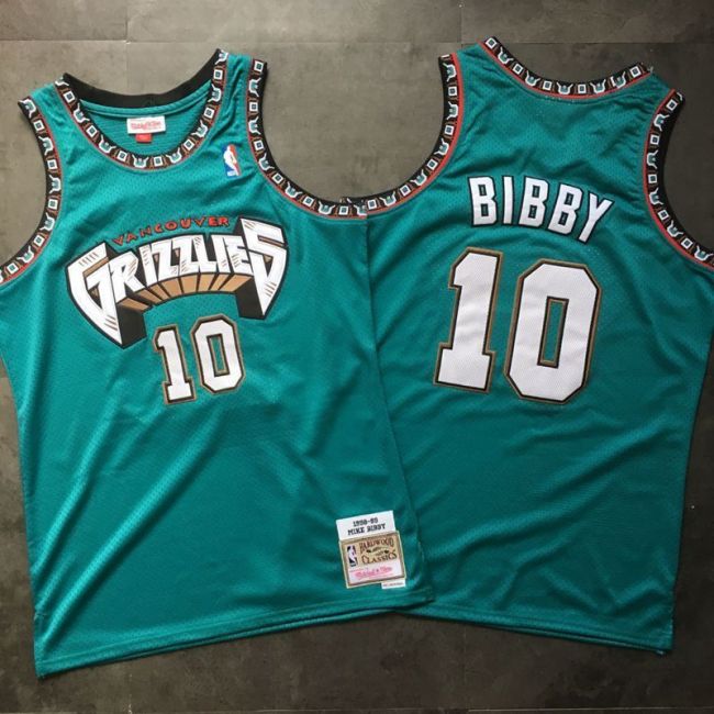 1998-1999 M&N The Grizzlies Bibby #10 Green Retro Top Quality Dense Embroidery NBA Jersey
