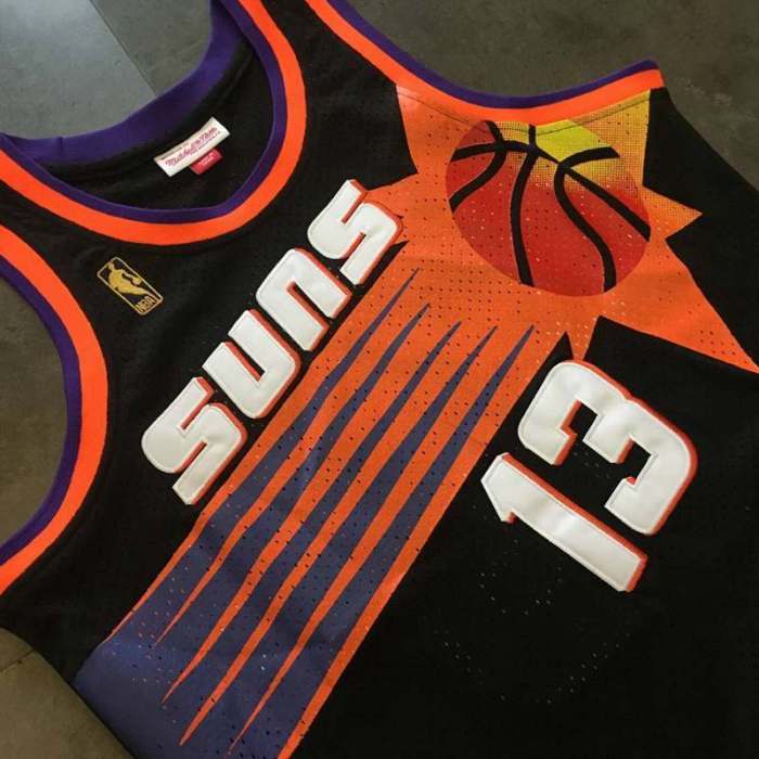 1996-1997 M&N Suns Nash #13 Black Retro Top Quality Dense Embroidery NBA Jersey