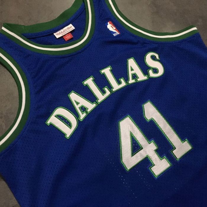 1998-1999 M&N Dallas Nowitzki #41 Retro Top Quality Dense Embroidery NBA Jersey