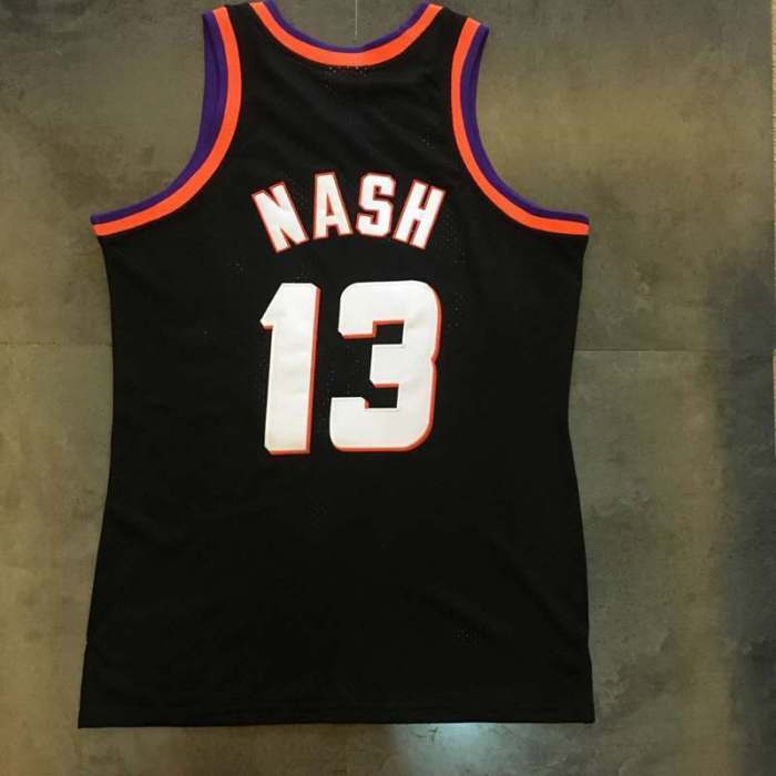 1996-1997 M&N Suns Nash #13 Black Retro Top Quality Dense Embroidery NBA Jersey