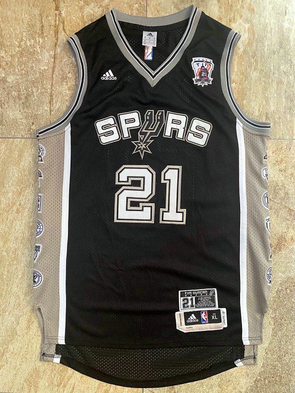 Spurs Duncan #21 Black Retro Commemorative Edition Top Quality Dense Embroidery NBA Jersey