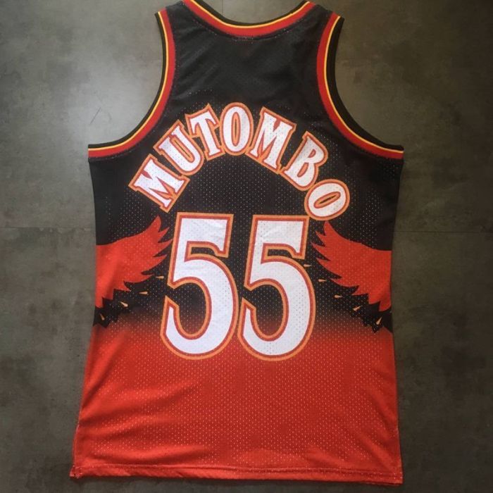 1996-1997 M&N Hawks Mutombo #55 Retro Top Quality Dense Embroidery NBA Jersey