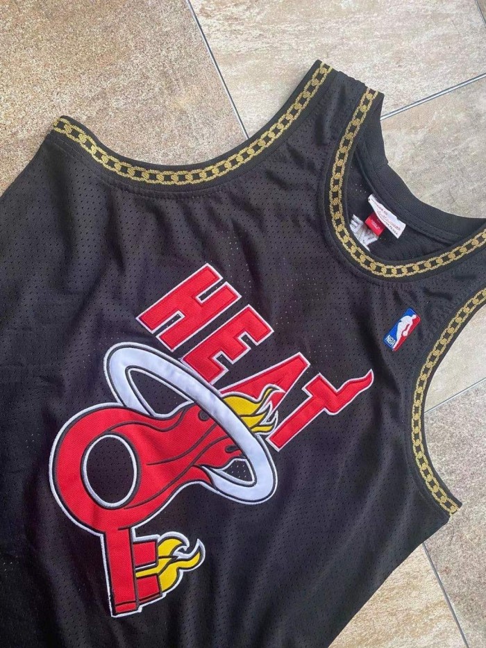 Heat BR Another #1 Black Retro Top Quality Dense Embroidery NBA Jersey