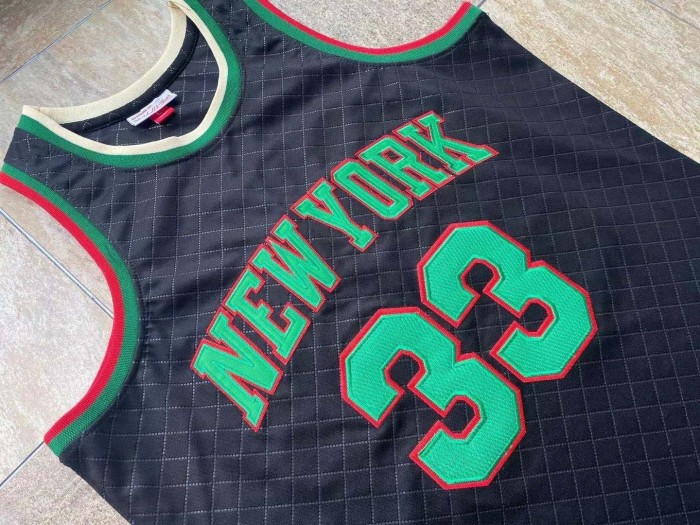 1991-1992 M&N The Knicks Ewing #33 Black Retro Top Quality Dense Embroidery NBA Jersey