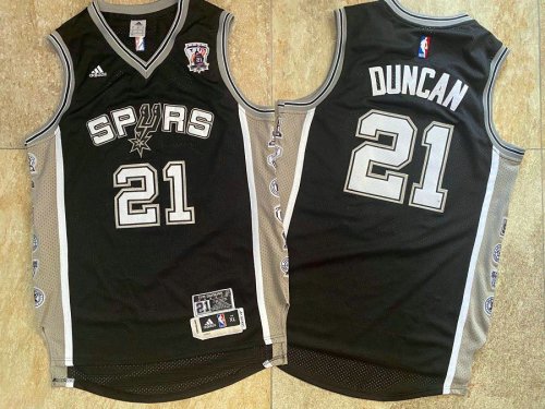 Spurs Duncan #21 Black Retro Commemorative Edition Top Quality Dense Embroidery NBA Jersey
