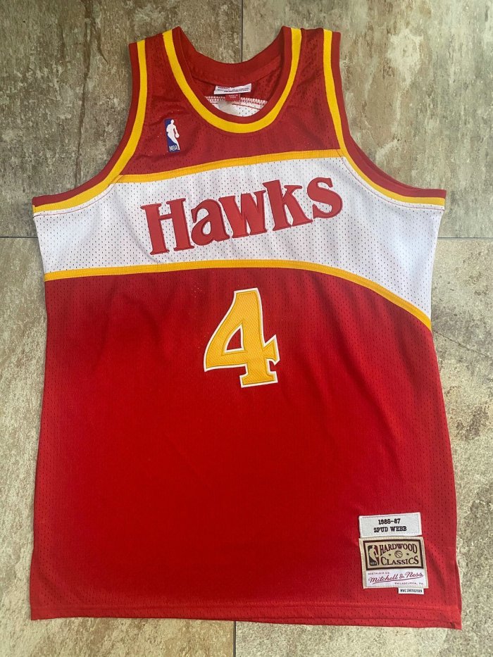 1986-1987 M&N Hawks Webb #4 Retro Top Quality Dense Embroidery NBA Jersey
