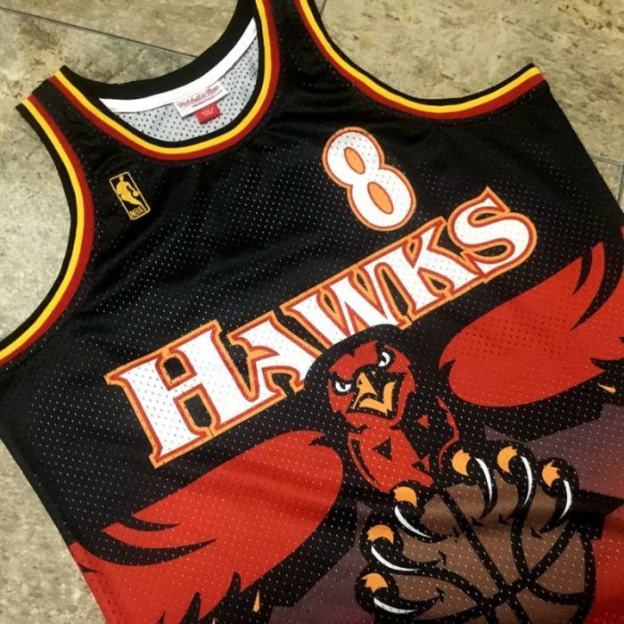 1996-1997 M&N Hawks Smith #8 Retro Top Quality Dense Embroidery NBA Jersey