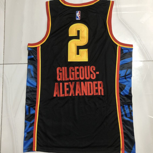Thunder GILGEOUS-ALEXANDER #2 City Edition Black Top Quality Dense Embroidery NBA Jersey