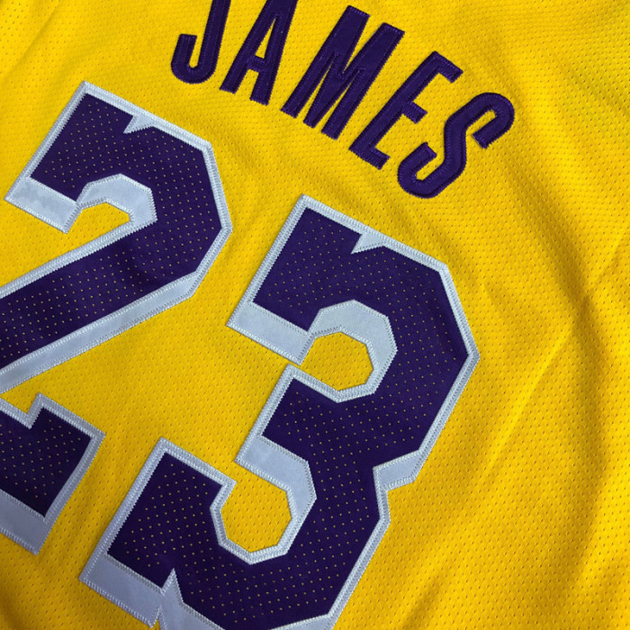 Lakers James #23 Yellow AU Player Edition Top Quality Dense Embroidery NBA Jersey