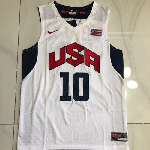 2012 Olympic USA Bryant #10 White Top Quality Dense Embroidery NBA Jersey
