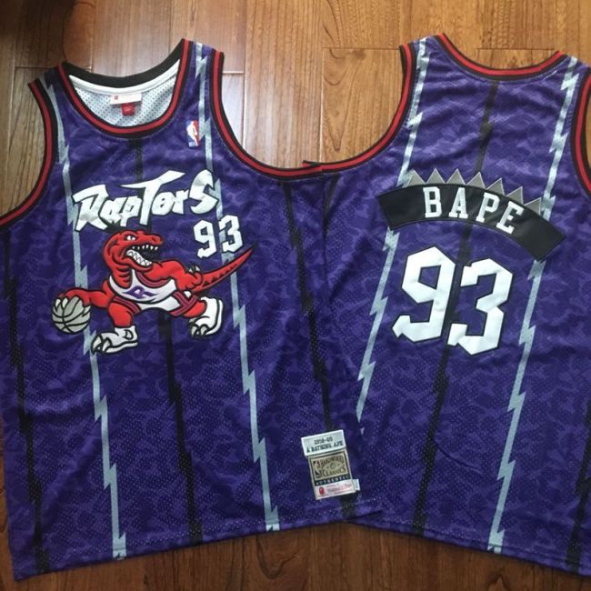 1998-1999 M&N Raptors BAPE #93 Retro Top Quality Dense Embroidery NBA Jersey