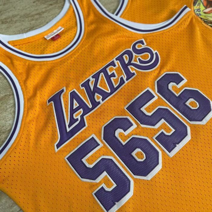 2025 M&N Lakers Luffy #5656 Retro Top Quality Dense Embroidery NBA Jersey