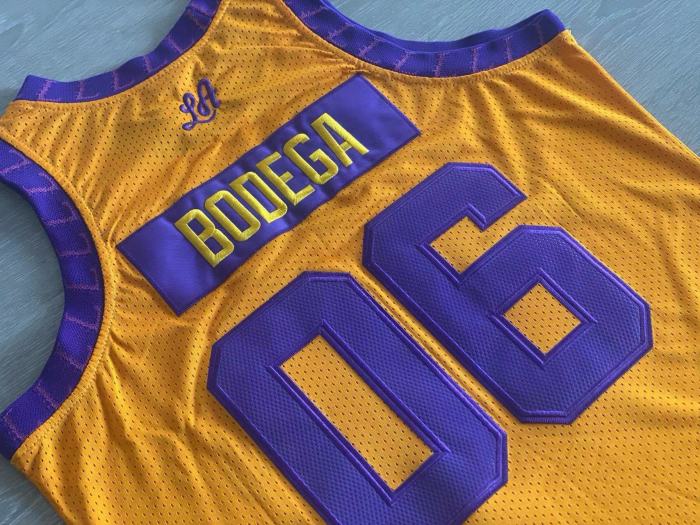 Worldwide Respect Lakers Bogeda #06 Top Quality Dense Embroidery NBA Jersey