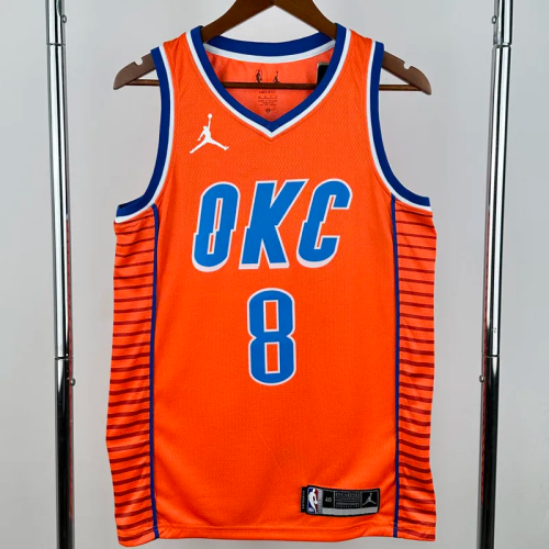 OKC Thunder WILLIAMS #8 Orange Top Quality Hot Pressing NBA Jersey (Trapeze Edition) 飞人版