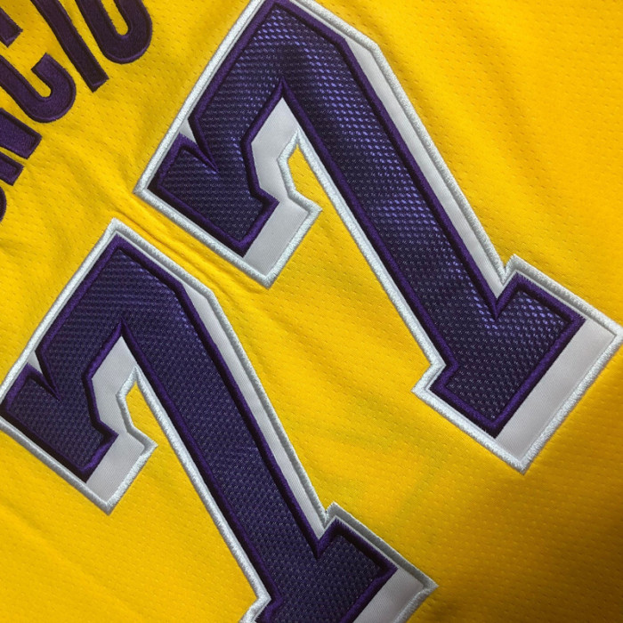 2025 Lakers Doncic #77 Yellow Top Quality Dense Embroidery NBA Jersey
