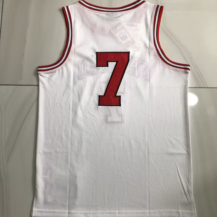 1996-1997 Slam Dunk Miyagi Ryota #7 White Top Quality Dense Embroidery NBA Jersey
